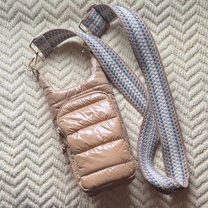 Stylish Tan Quilted water bottle Crossbody Bag